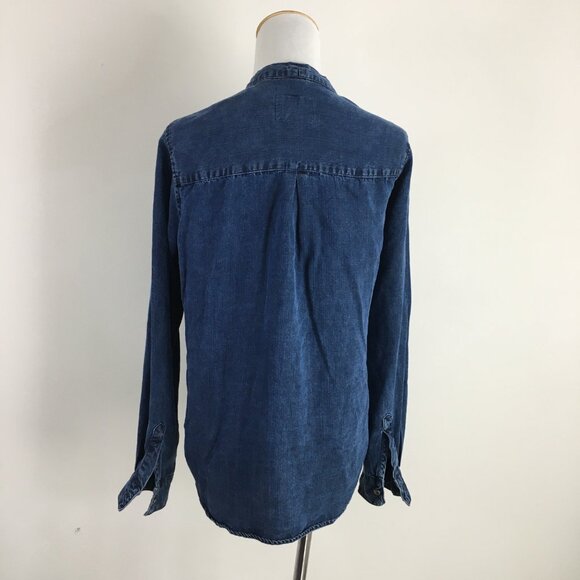 RAILS Long Sleeve Dark Vintage Wash ROSALEE Tie Collar Chambray Denim Shirt - Picture 11 of 12